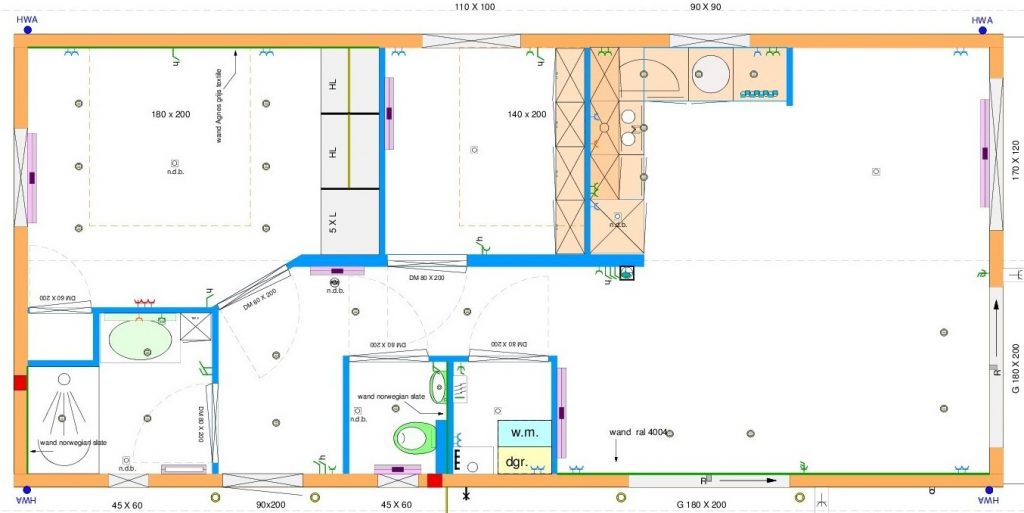 Grundrissentwurf einteiliges Mobilheim 5,00 x 13,00 m